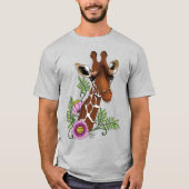 Giraffe Geel Portretbloemen T-shirt (Voorkant)