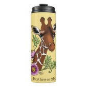 Giraffe Geel Portretbloemen Thermosbeker (Voorkant)