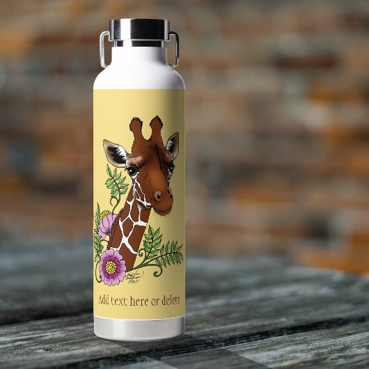 Giraffe Geel Portretbloemen Waterfles