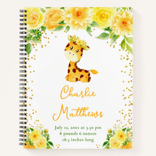 Giraffe Gele Bloem Geboorte Statistieken Notitieboek