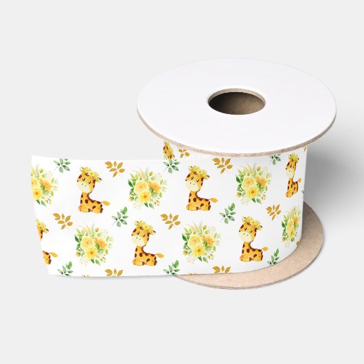 Giraffe Gele Bloemen Bloesem Satijnen Lint (Spoel)