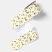 Giraffe Gele Bloemen Bloesem Satijnen Lint (Achterkant)