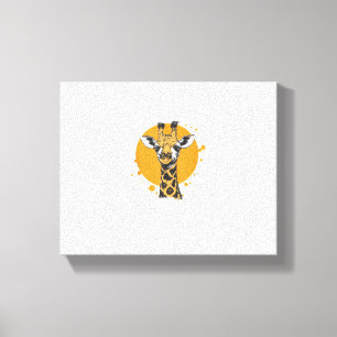 Giraffe Gele Zon Abstract Dierenportret Canvas Afdruk