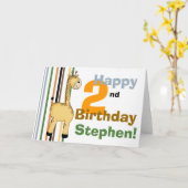 Giraffe :: Gelukkige 2e verjaardag Kaart (Gele Bloem)