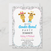 Giraffe gender onthult partijuitnodiging kaart (Voorkant)