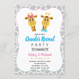 Giraffe gender onthult partijuitnodiging kaart