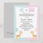 Giraffe Gender Reveal Party Invitation Kaart (Voorkant / Achterkant)
