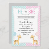 Giraffe Gender Reveal Party Invitation Kaart (Voorkant / Achterkant)