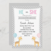 Giraffe Gendergelijkheid onthullen uitnodiging (Voorkant / Achterkant)