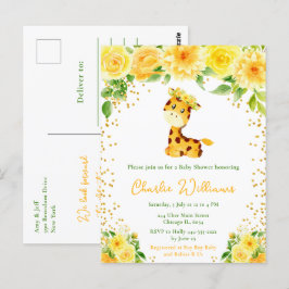 Giraffe Genderneutraal Baby shower Briefkaart