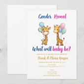 Giraffe Geslacht onthullen met ballonnen Kaart (Voorkant / Achterkant)