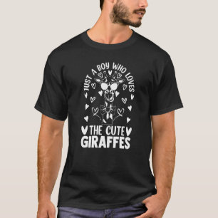 Giraffe gewoon een jongen die van de stutte Giraff T-shirt