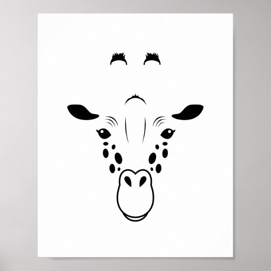 Giraffe Gezicht Silhouet Poster (Voorkant)