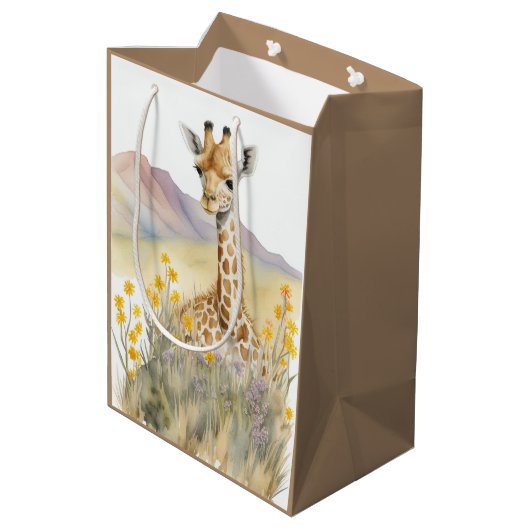Giraffe Gift Bag Medium Cadeauzakje (Achterkant Gekanteld)