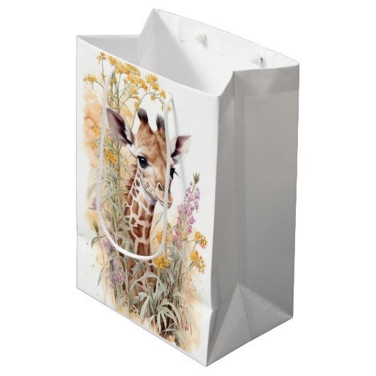 Giraffe Gift Bag Medium Cadeauzakje (Voorkant Gekanteld)