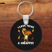 Giraffe Giraffes I Love Tacos And Giraffes Funny G Sleutelhanger (Voorkant)