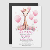 Giraffe Girl Baby Shower Invitation Magnetische Uitnodiging (Voorkant / Achterkant)