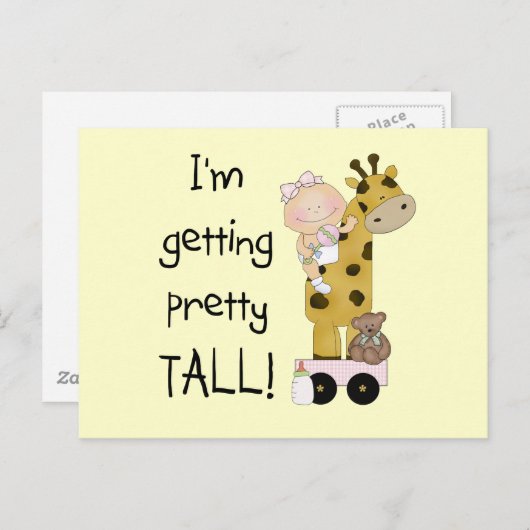 Giraffe - Girl Getting Tall Tshirts en cadeaus Briefkaart (Voorkant / Achterkant)