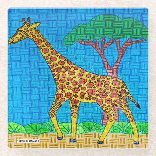 Giraffe - Glas Onderzetter (Voorkant)