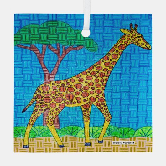 Giraffe - Glas Ornament (Achterkant)