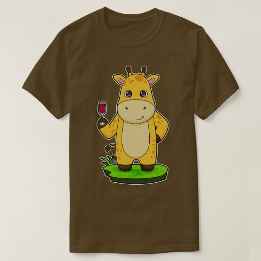 Giraffe Glas van Rode wijn T-shirt (Design voorkant)