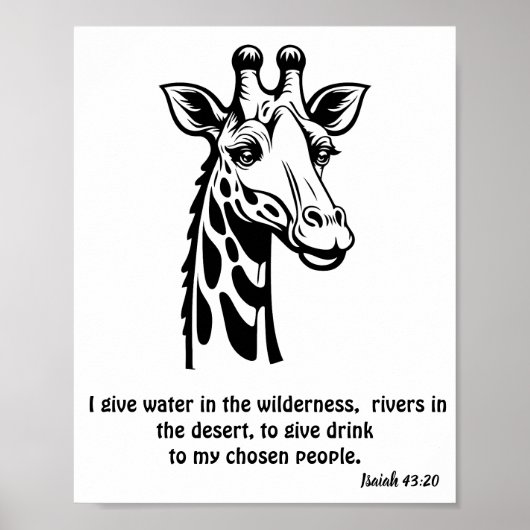 Giraffe God zal water geven in de wildernis Poster (Voorkant)