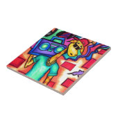 Giraffe graffiti tegeltje (Zijkant)