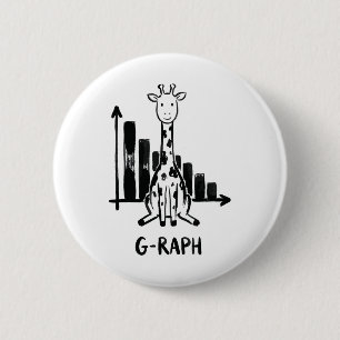 Giraffe Grafiek Statistieken Wiskunde Leraar Pun  Ronde Button 5,7 Cm
