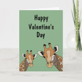 Giraffe Grappige Groene Valentijnsdag Feestdagen Kaart (Voorkant)