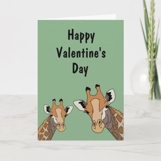 Giraffe Grappige Groene Valentijnsdag Feestdagen Kaart (Voorkant)
