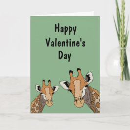 Giraffe Grappige Groene Valentijnsdag Feestdagen Kaart