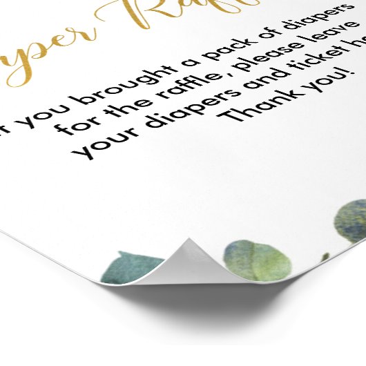 Giraffe greenery baby shower diaper-rolbord poster (Hoek)