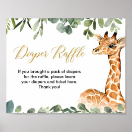 Giraffe greenery baby shower diaper-rolbord poster