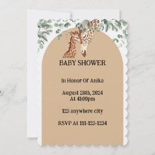 GIRAFFE GREENERY BABY SHOWER UITNODIGING