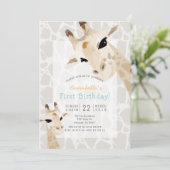 Giraffe Greige Waterverf 1e verjaardag Kaart (Staand voorkant)