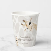 Giraffe Greige Waterverf Baby shower Papieren Bekers (Voorkant)
