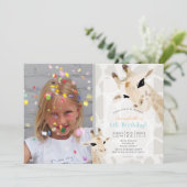 Giraffe Greige Waterverf Kinder foto Verjaardag Kaart (Staand voorkant)