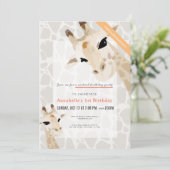 Giraffe Greige Waterverf Kinder Verjaardag Kaart (Staand voorkant)