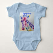 Giraffe grillige Waterverf Blue Baby's Bodysuit (Voorkant)