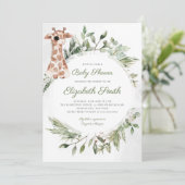 Giraffe Groen Genderneutraal Dierlijk Baby shower Kaart (Staand voorkant)