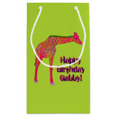 Giraffe, groenpapiertas, klein cadeauzakje (Achterkant)