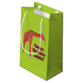 Giraffe, groenpapiertas, klein cadeauzakje (Achterkant Gekanteld)