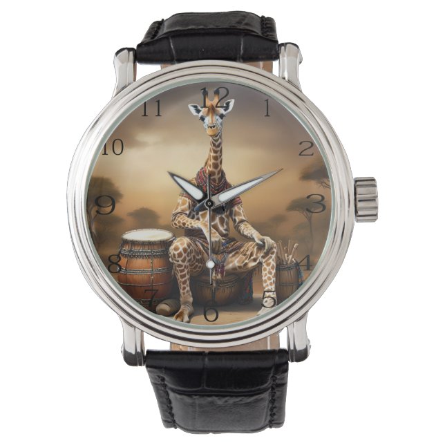 Giraffe Grooves: Een Bongo Serenade in de Savanne, Horloge (Voorkant)