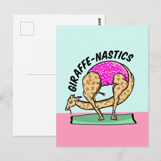 Giraffe gymastiek briefkaart (Voorkant / Achterkant)