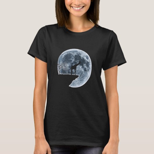 Giraffe Halloween Costume Moon Silhouette T-shirt (Voorkant)