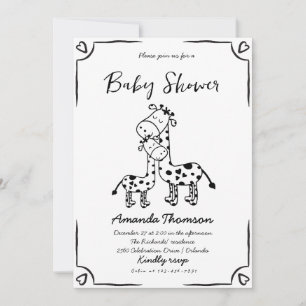 Giraffe Hand getrokken baby shower Kaart