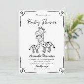 Giraffe handgetekende babyshower kaart (Staand voorkant)