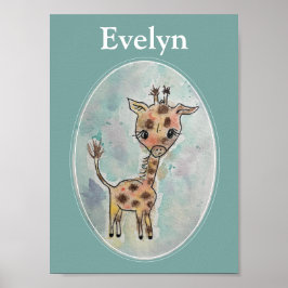 Giraffe handmatige persoonlijke Waterverf Poster