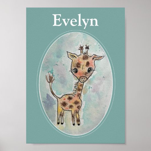 Giraffe handmatige persoonlijke Waterverf Poster (Voorkant)