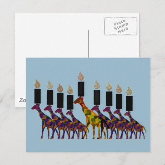 Giraffe Hannukah Menorah Briefkaart (Voorkant / Achterkant)